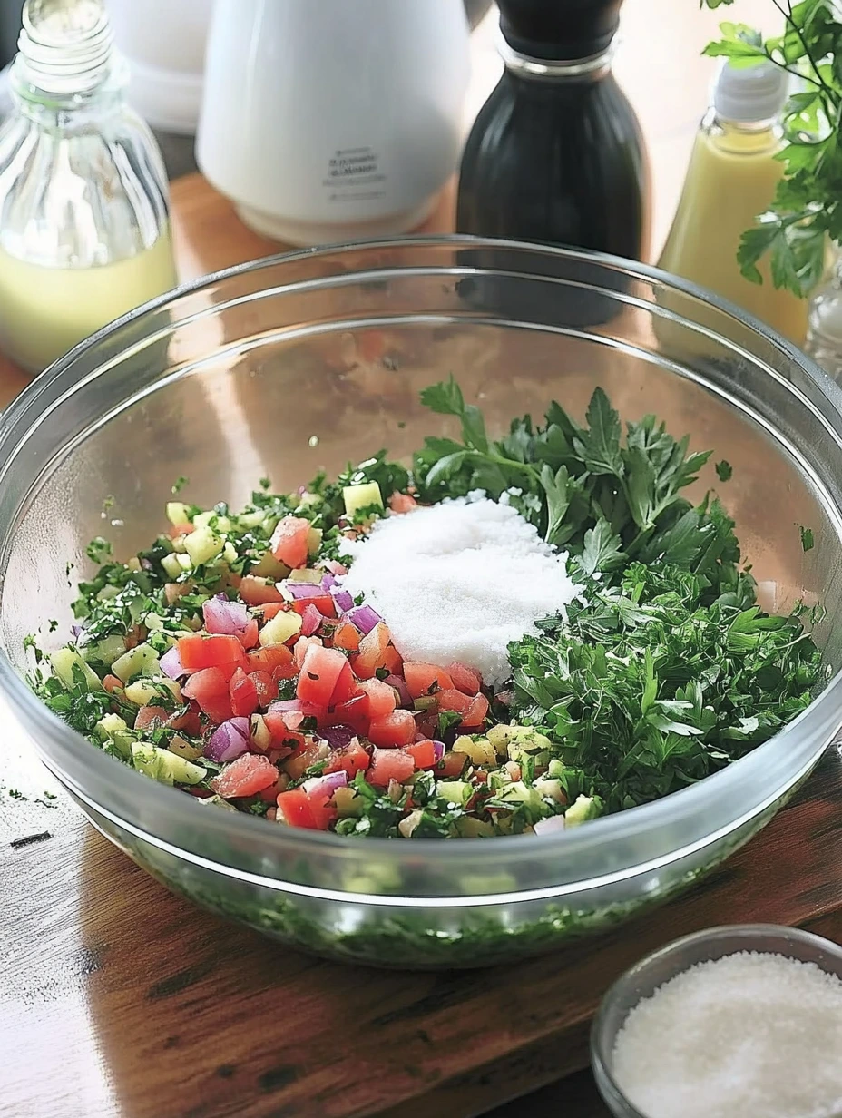 Ingredienser till libanesisk taboulé