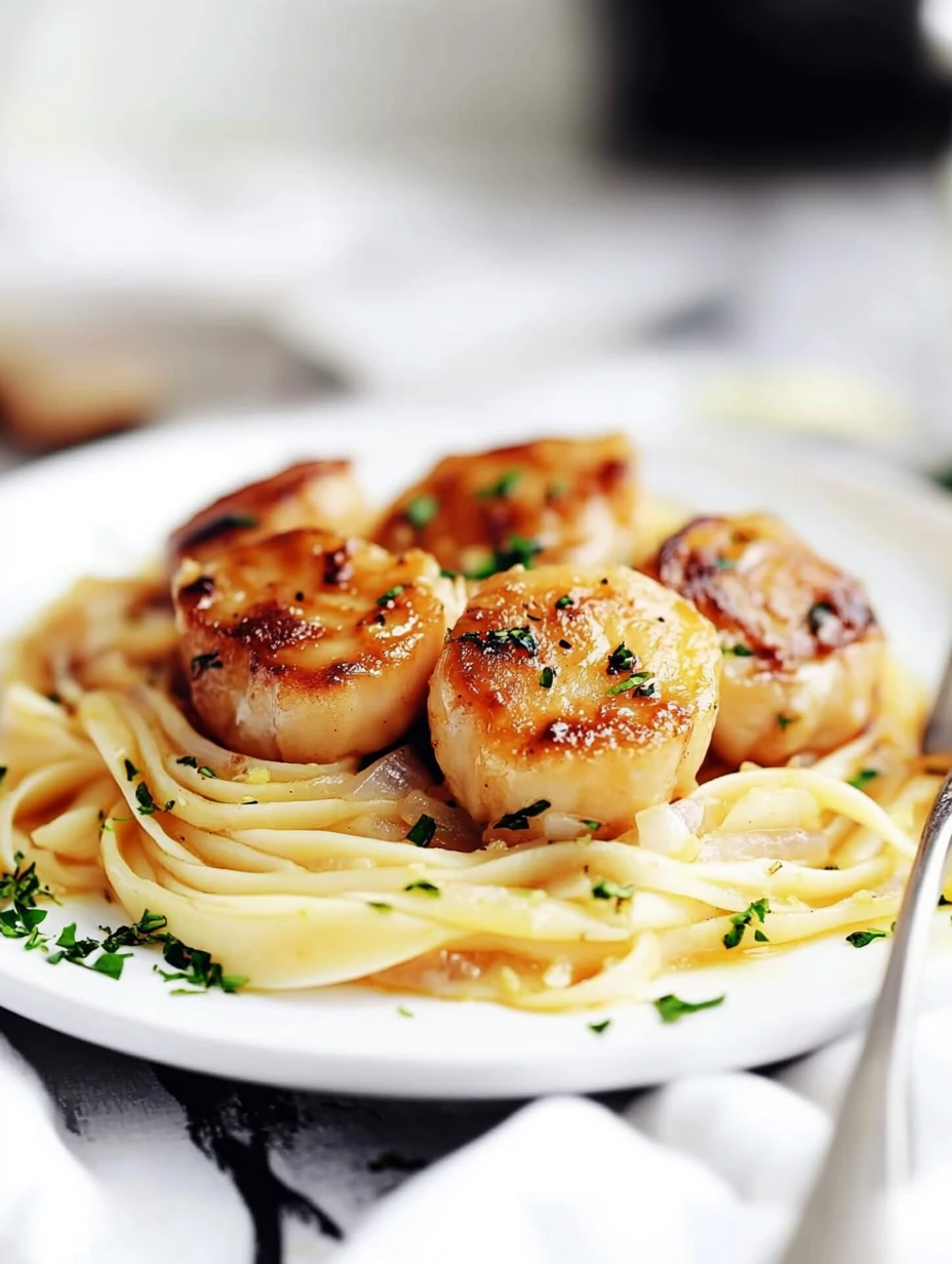Gyllene pilgrimsmusslor med pasta