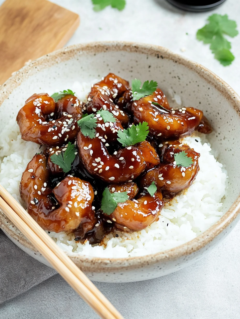 Teriyaki räkor redo att ätas