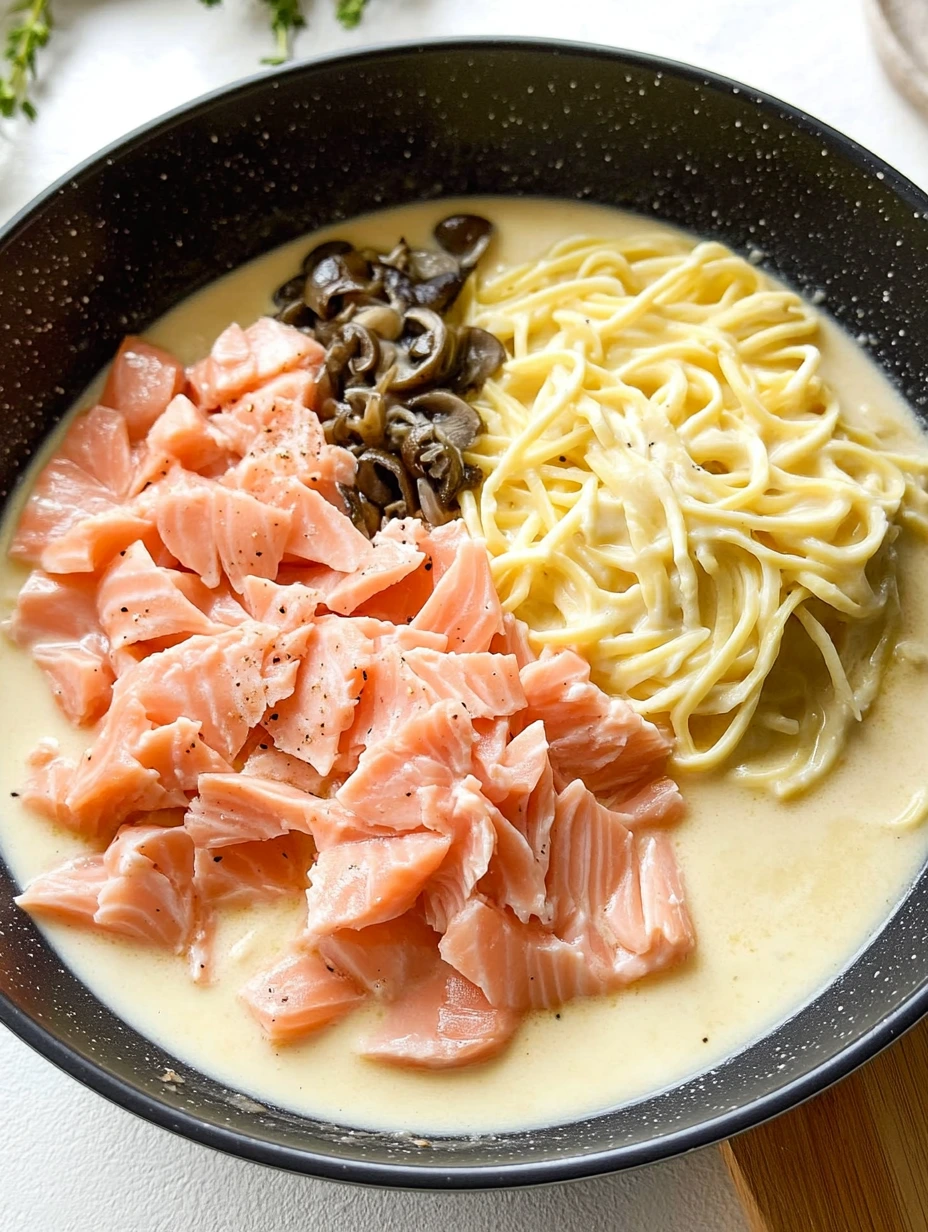 Ingredienser till laxpasta