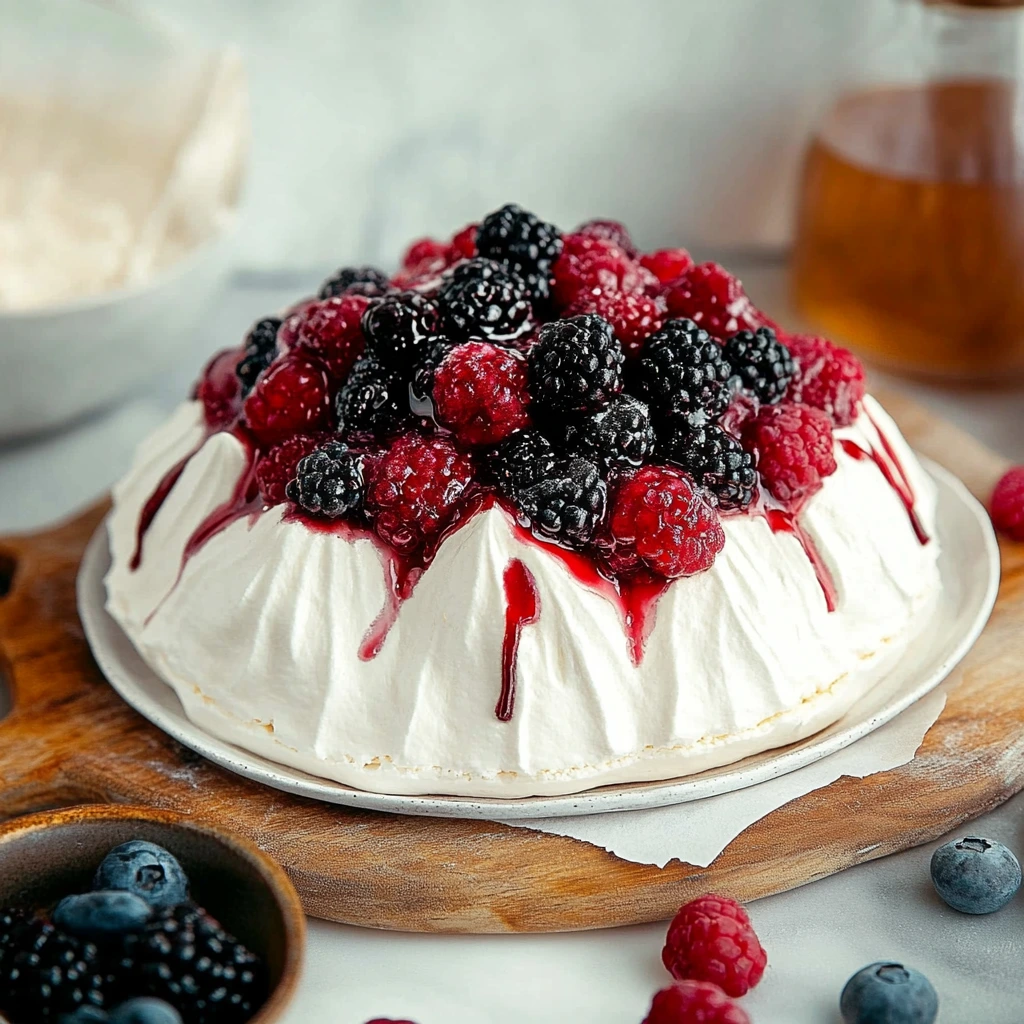 Pavlova med röda bär