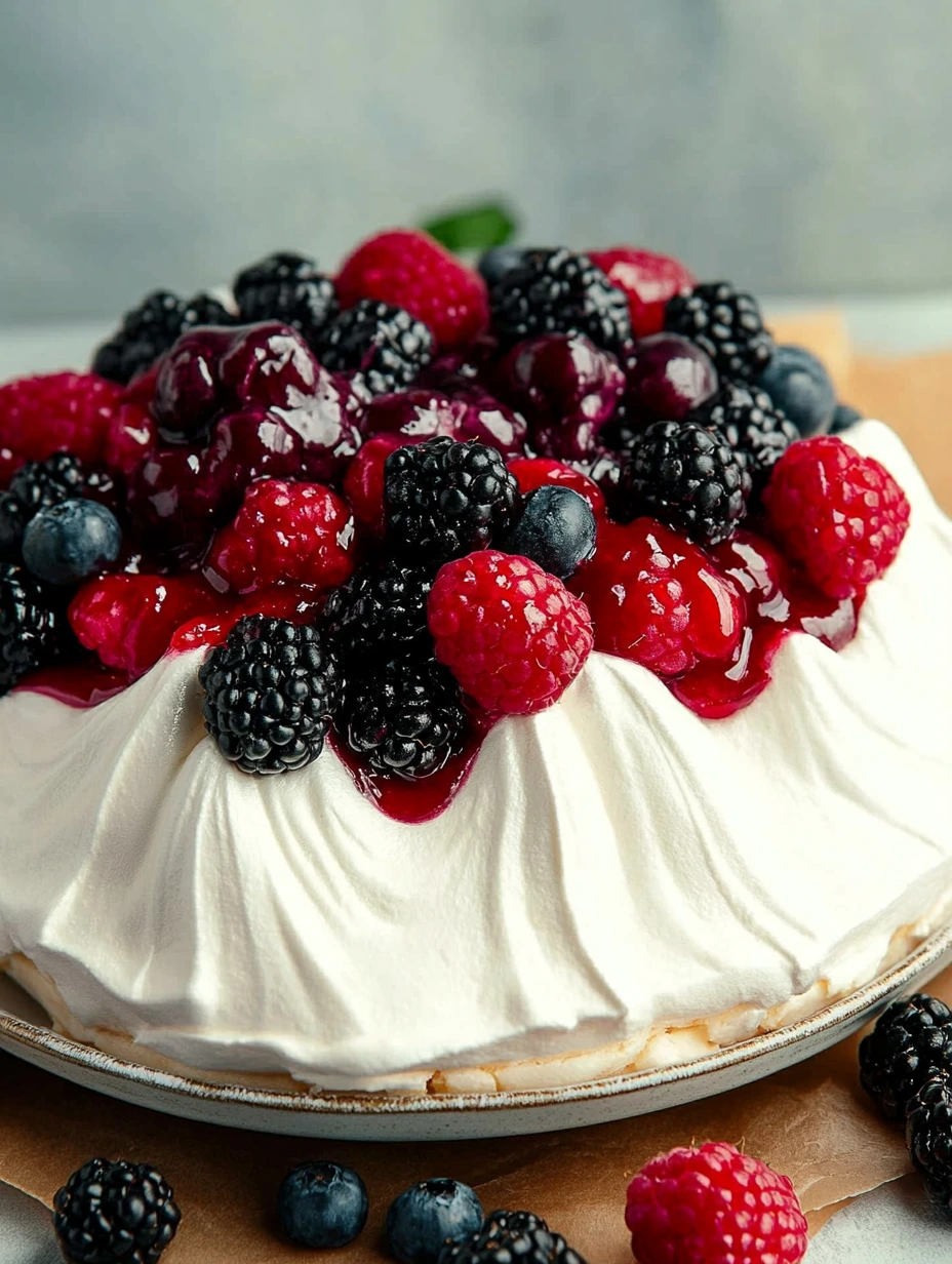Pavlova med röda bär tips