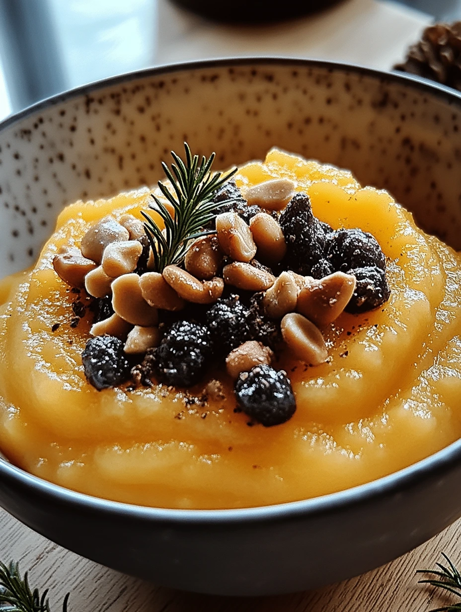 Färdigt sötpotatis- och kastanjemos