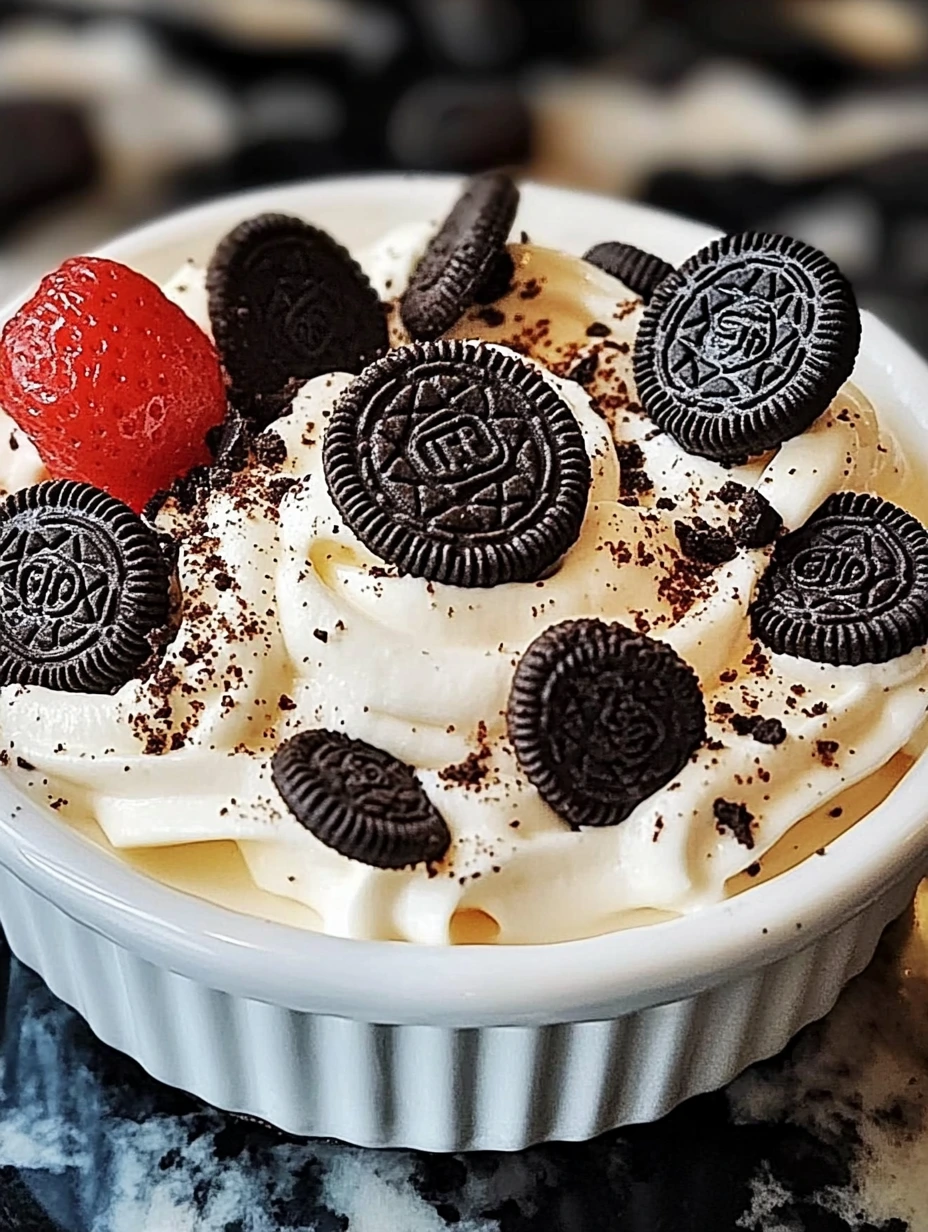 Oreo Cheesecake-dipp med jordgubbe