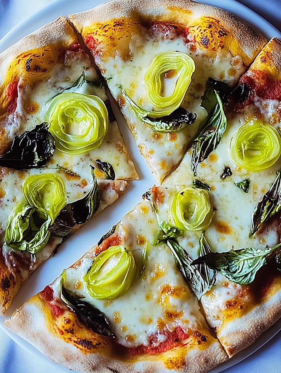 Bitar av Purjolökspizza med florentinsk stil