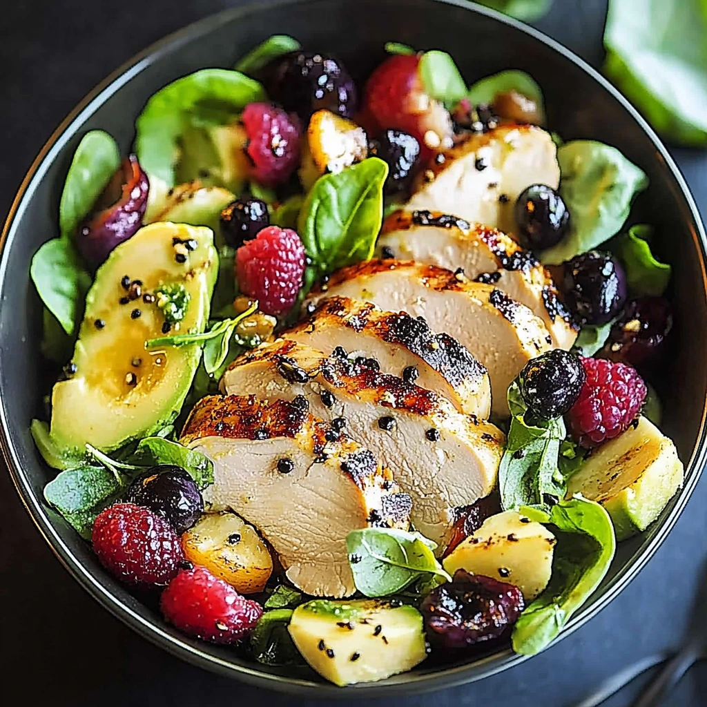 Kycklingsallad med Bjornbar och Basilika-Tahinidressing