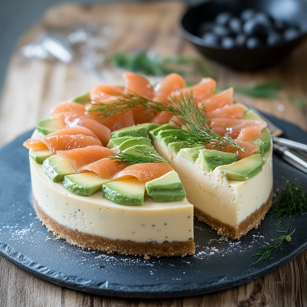 Salt Cheesecake med Avokado och Lax