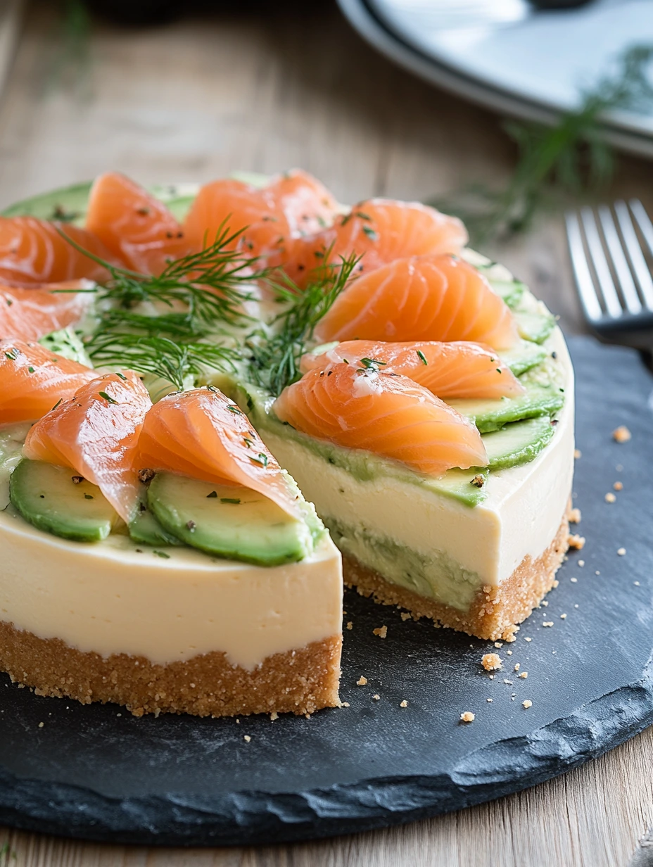 Salt Cheesecake med Avokado och Lax, fräsch rätt