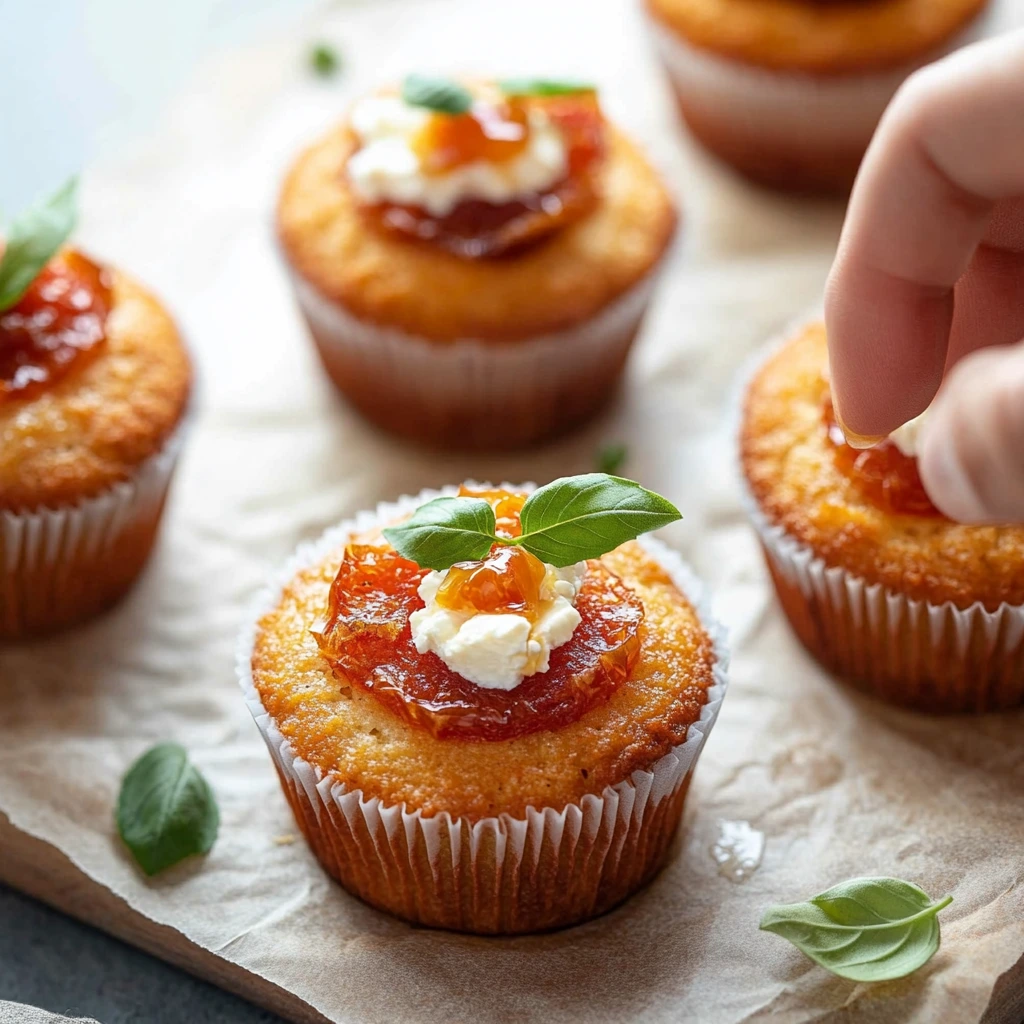 Salta muffins med soltorkade tomater, getost och honung