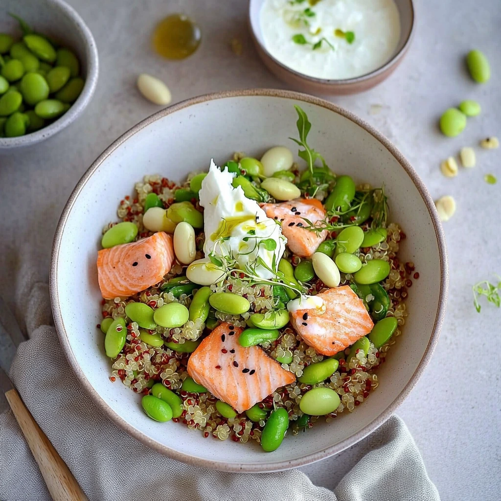 Laxsallad med quinoa och edamame