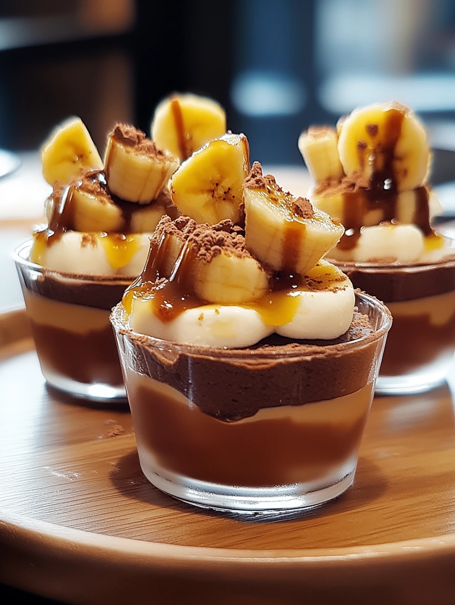 Banan-, karamell- och chokladglas, enkelt recept