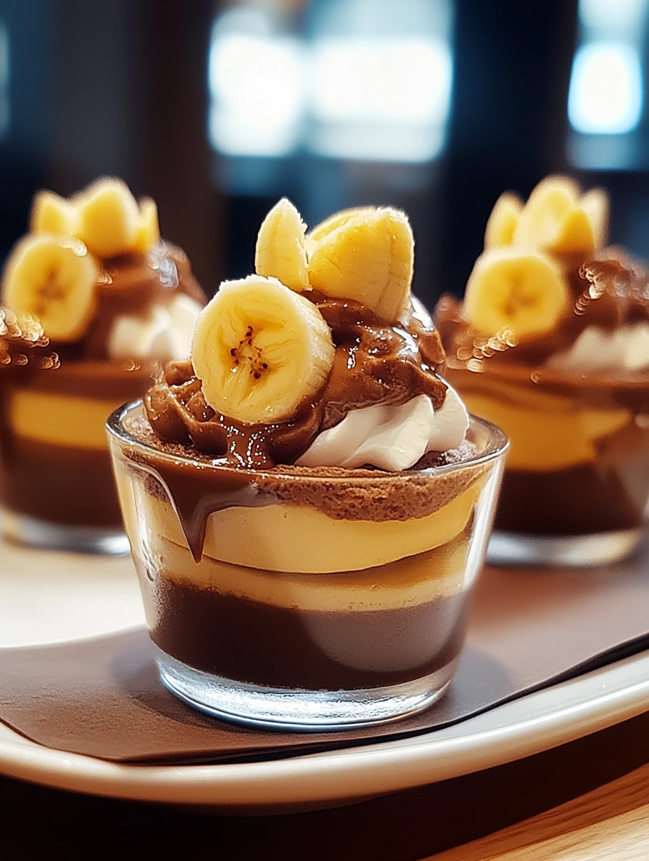 Banan-, karamell- och chokladglas