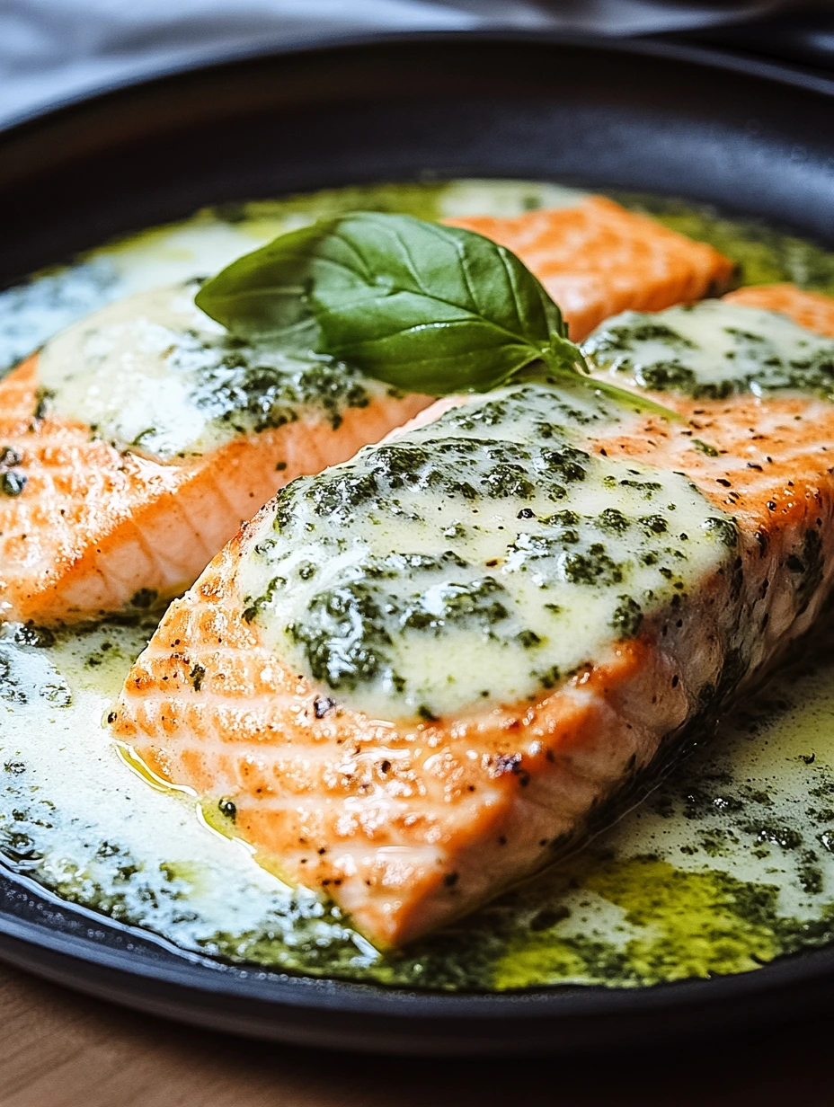 Lax med Grädde och Pesto, hälsosam rätt
