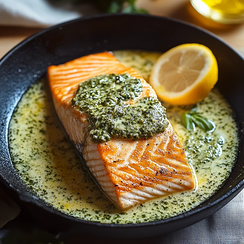 Lax med Grädde och Pesto, hemlagad