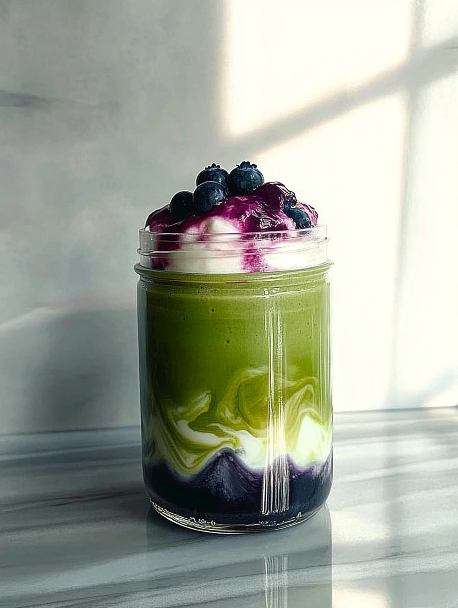 Hemmagjord Matcha Blåbär Frappuccino