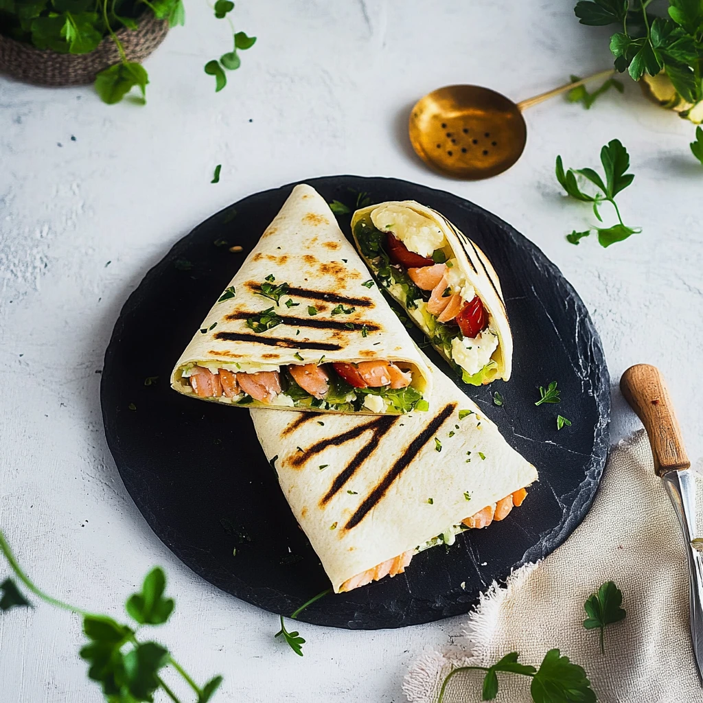 Wrap med rökt lax och färsk getost