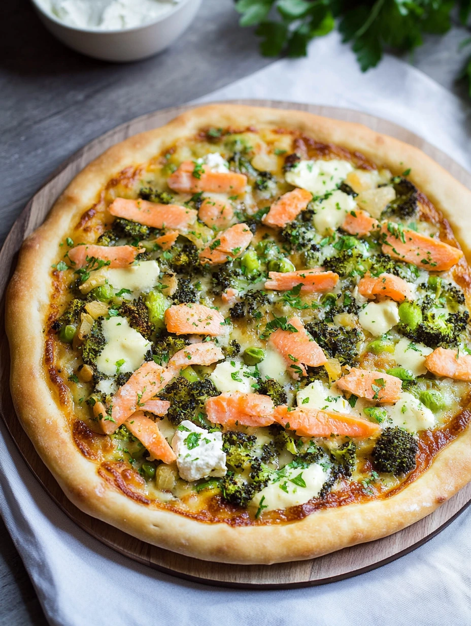 Familjepizza med purjolök och lax
