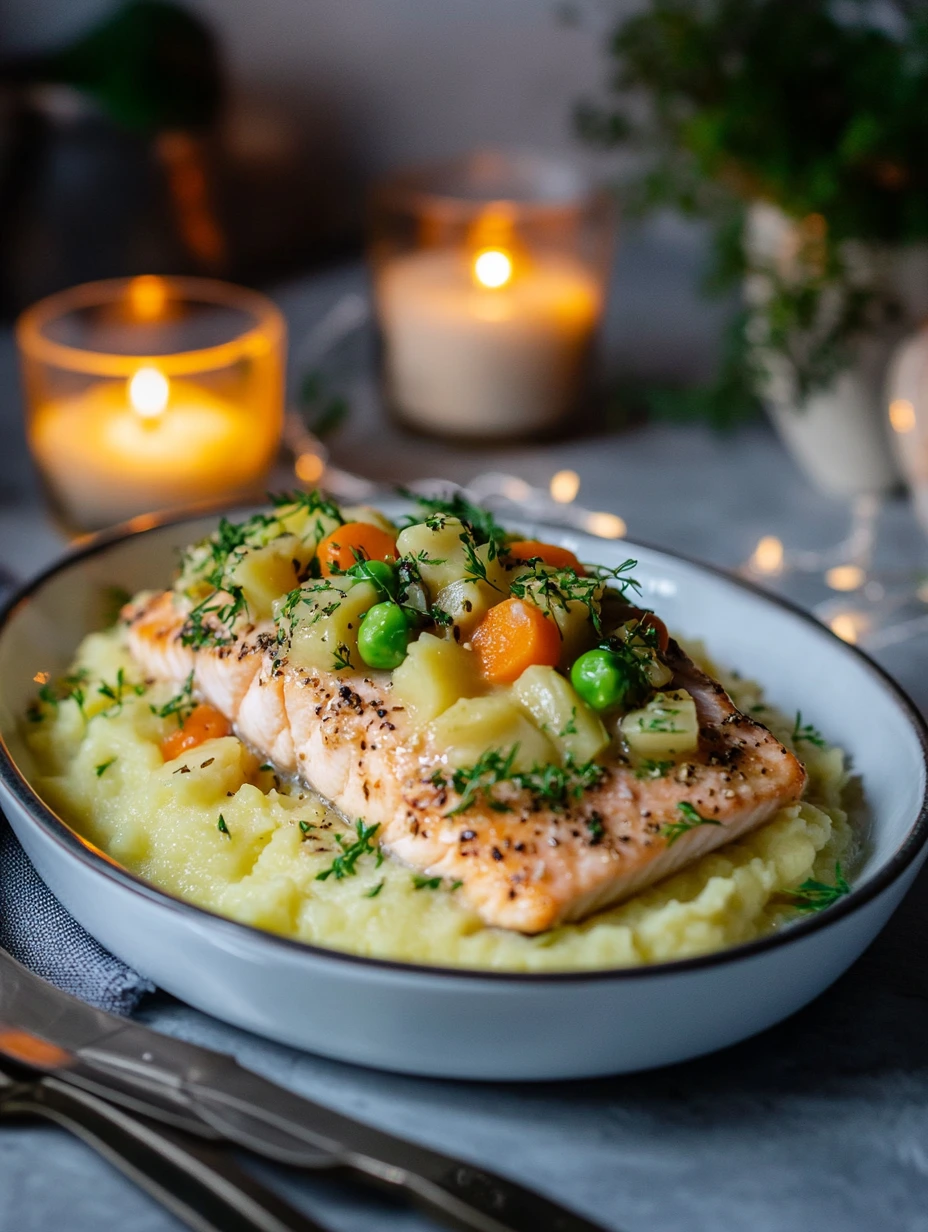 Hemlagad laxbit med grönsaker och potatismos