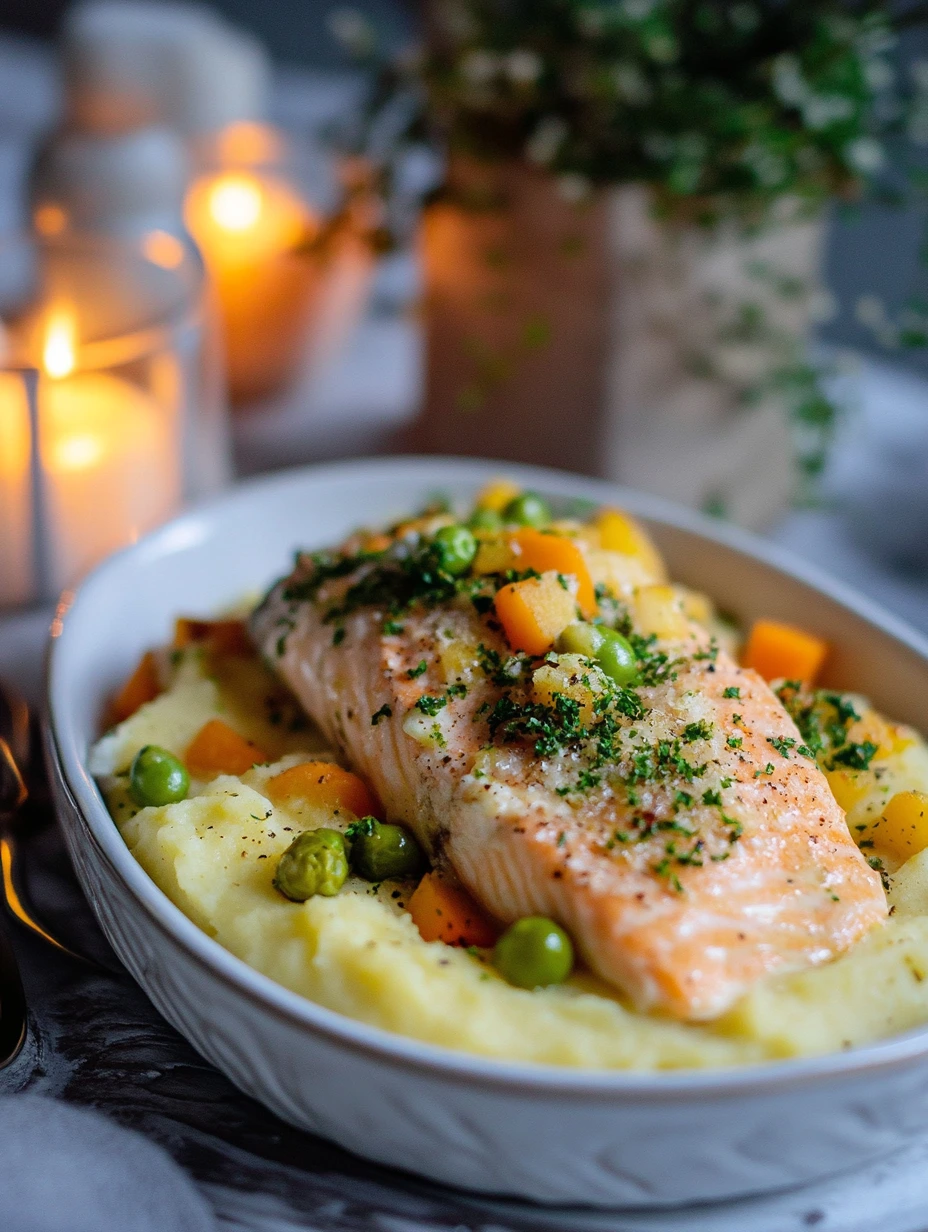 Laxbit med grönsaker och potatismos, snabbt recept