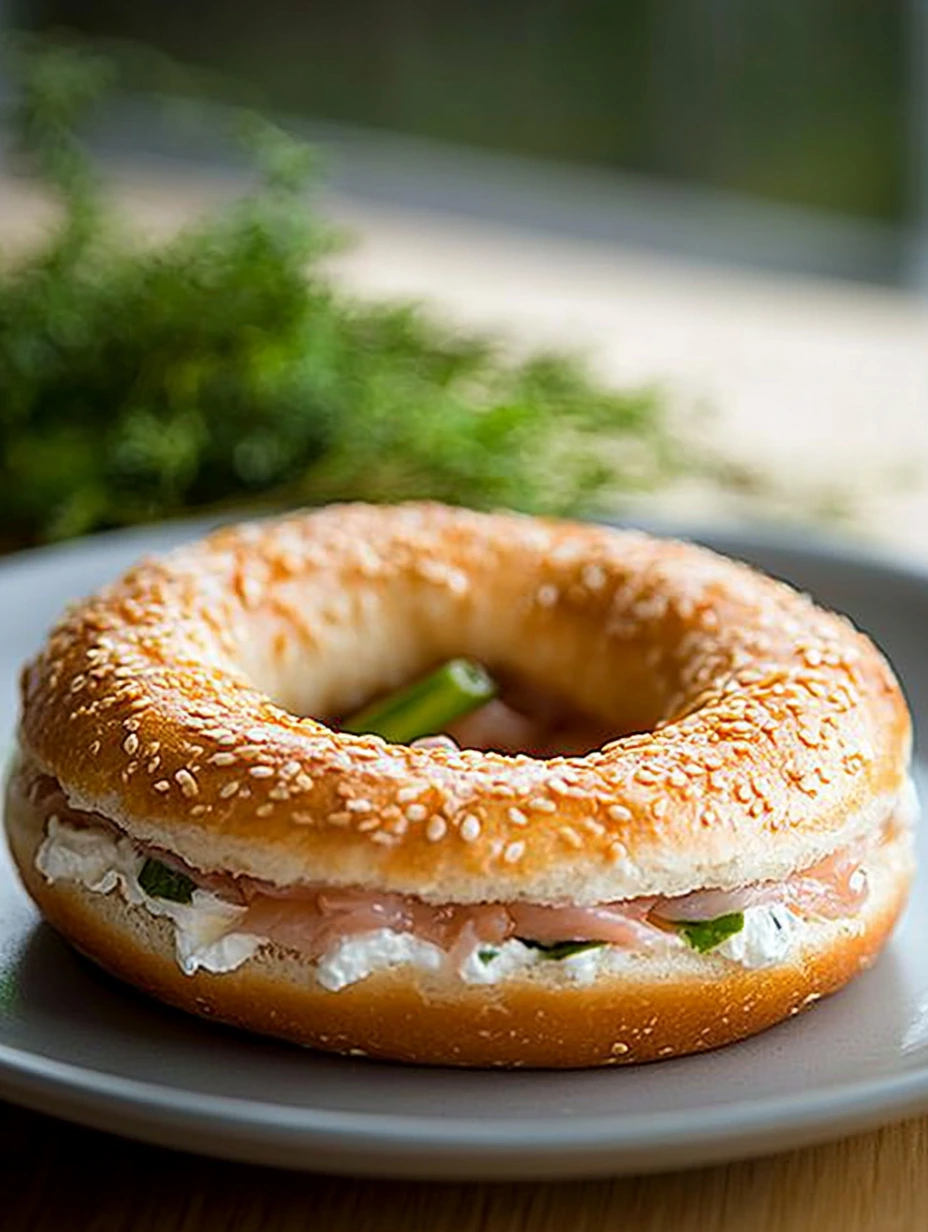 Bagel med tonfisk och vitlöksfärskost, variant