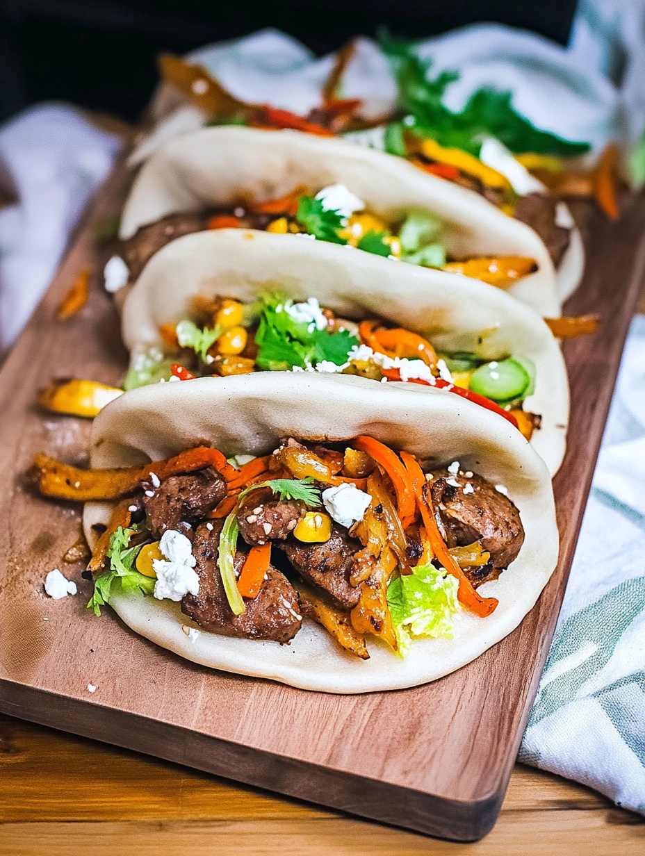 Gua bao med grönsaker och köttfärs, snabb