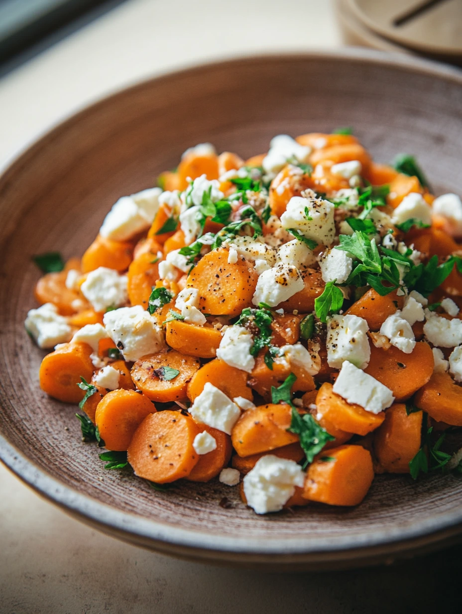 Morot- och kikärtssallad med fetaost, snabbt recept