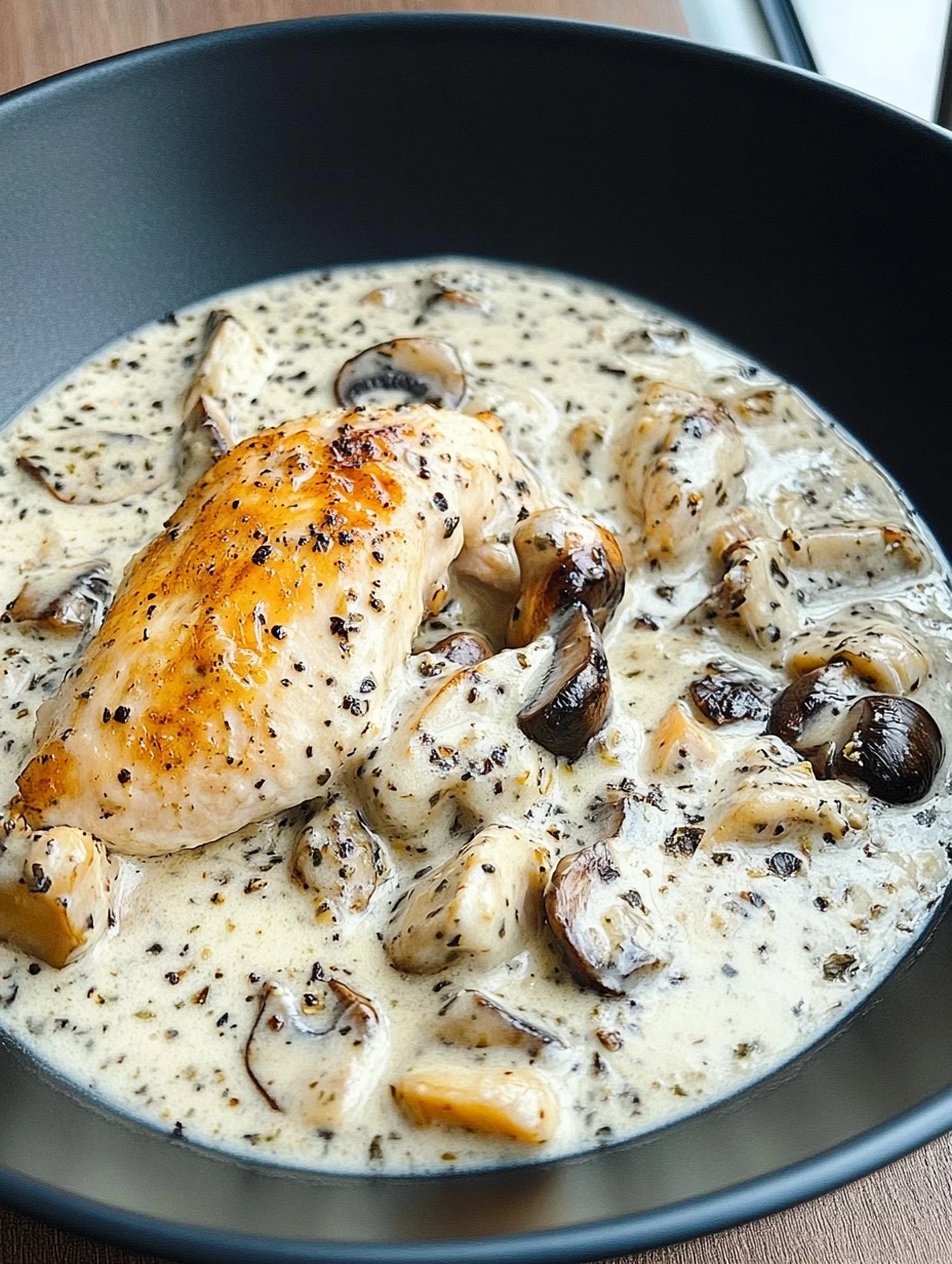 Krämig senapskyckling med champinjoner