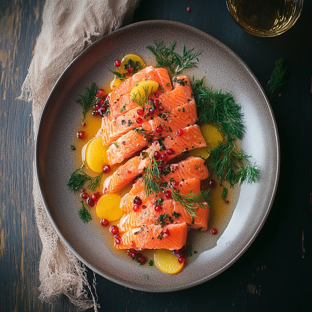 Rå lax marinerad med citron och dill