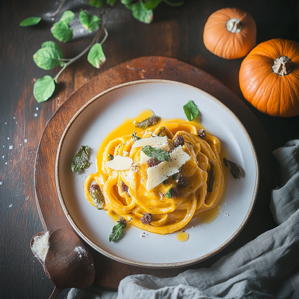 Pasta med krämig Butternutsås och Pecorino