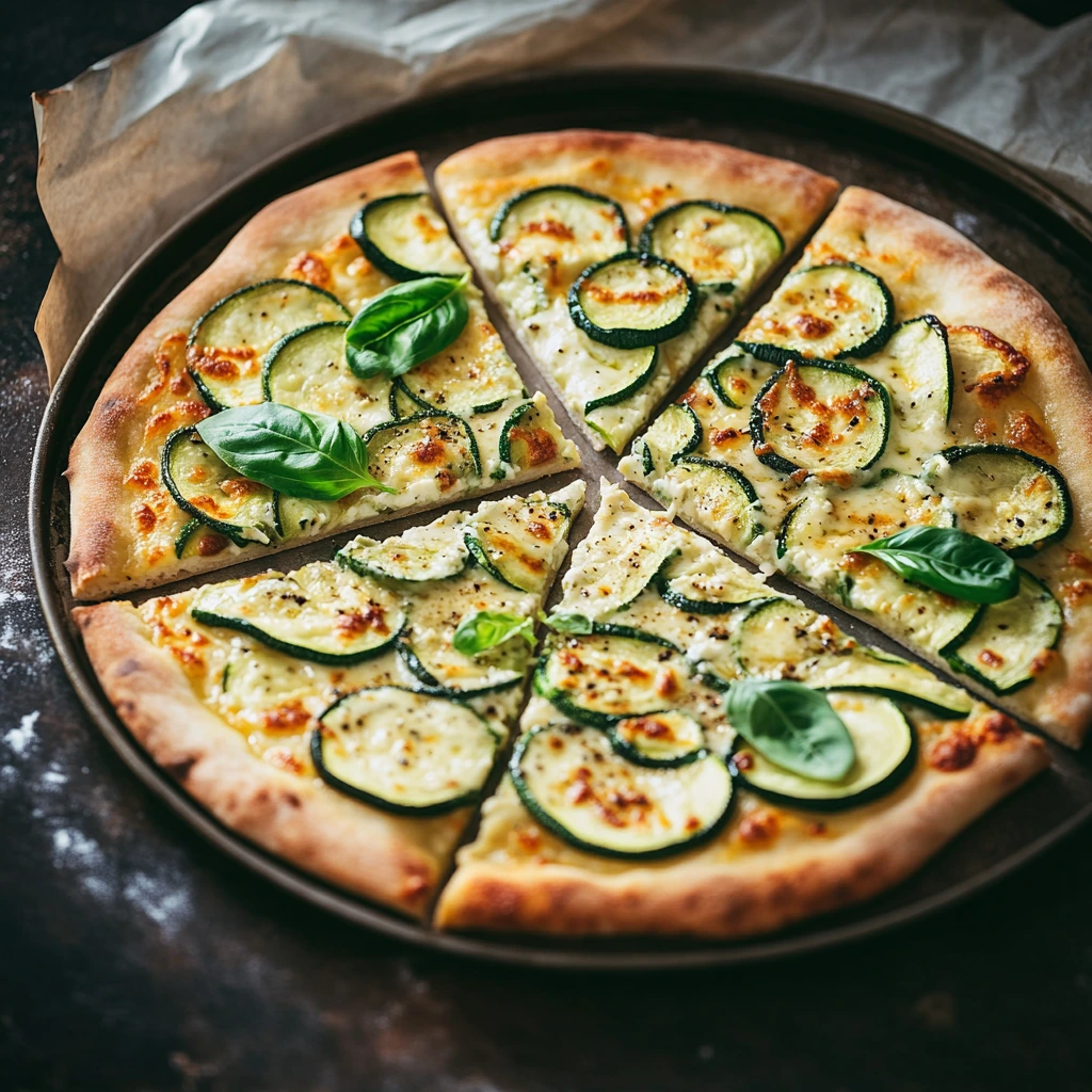 Zucchini Ricotta och Tallfrökenpizza