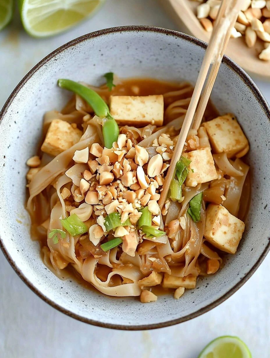 Hemlagad pad thai med tofu och jordnötssås