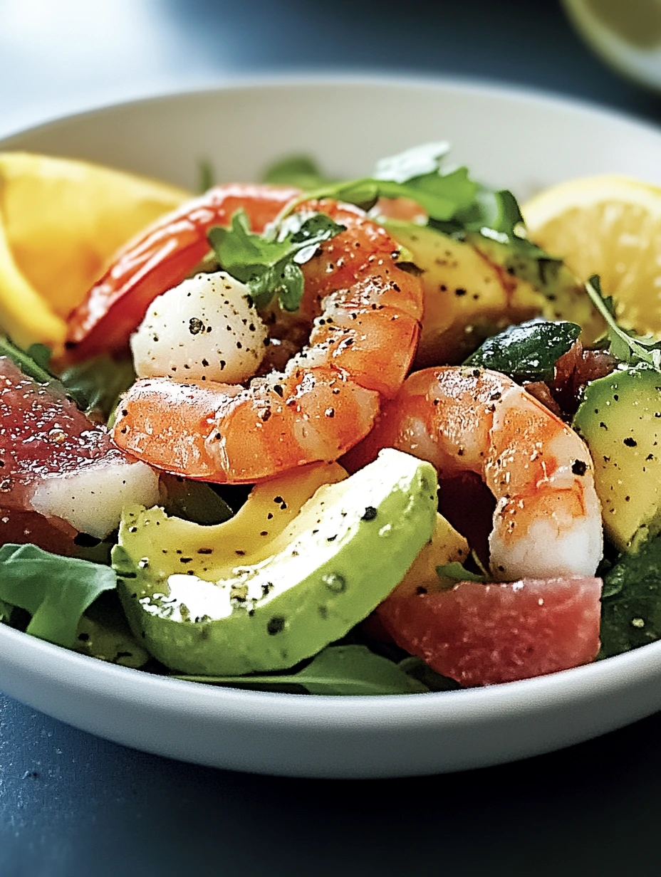 Avokadosallad med grapefrukt och räkor