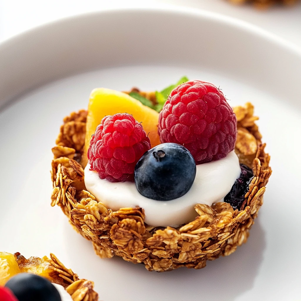 Tarteletter med müsli, yoghurt och frukt