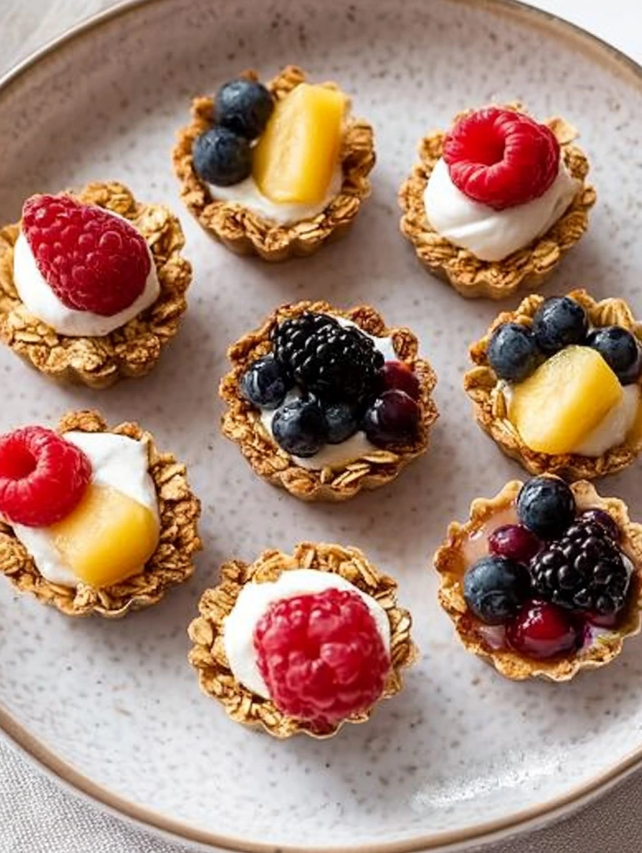 Hälsosamma granolabakelser med yoghurt och frukt