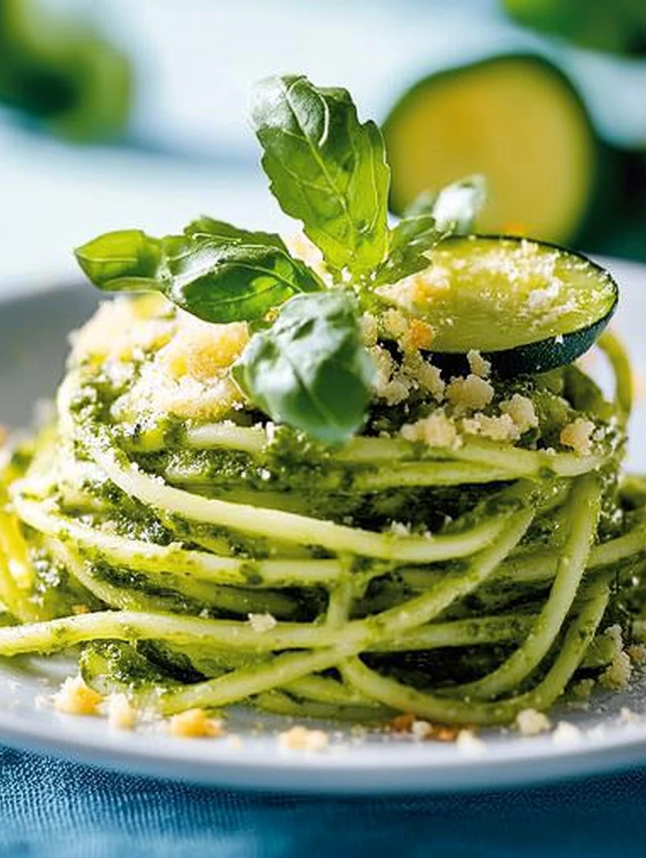 Spagetti med pesto och zucchini