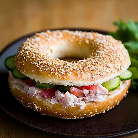 Bagel med tonfisk och vitlöksfärskost
